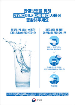 파주시, 사회적 거리두기 단계별로 1회용품 사용규제 안내문.