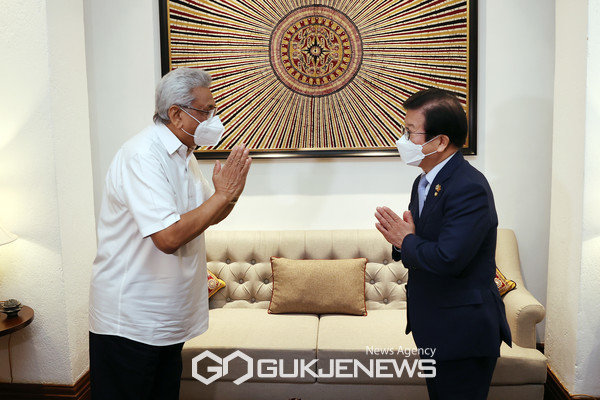 박병석 국회의장, 스리랑카 라자팍사 대통령 면담