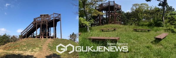 만조봉수터(사진 왼쪽), 고내봉수터(사진 오른쪽)이 향토유형문화유산으로 지정됐다.