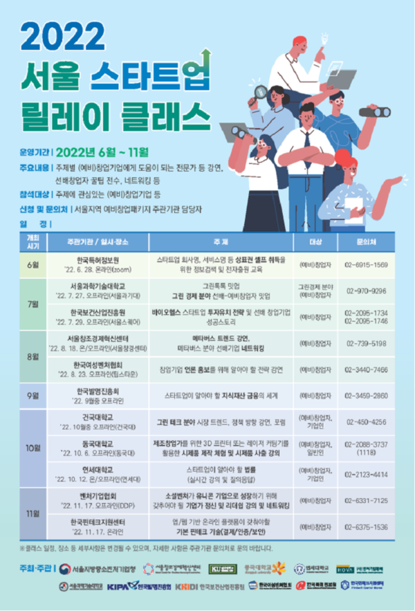 (사진제공=서울중기청) ‘2022 서울 스타트업 릴레이 클래스’개요 및 포스터