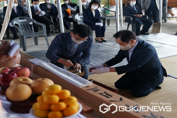 보재&nbsp;이상설선생&nbsp;기념관&nbsp;건립&nbsp;상량식-안전기원제&nbsp;모습.(제공=진천군청)