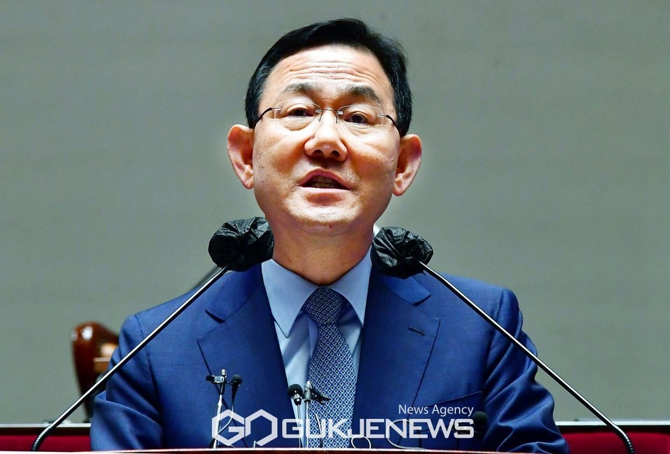 주호영 국민의힘 원내대표가 29일 서울 여의도 국회에서 열린 의원총회에서 발언하고 있다./사진=이용우기자