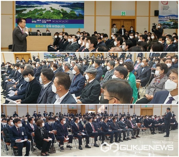 25일 김영환 충북지사는 충주시를 방문해 민선8기 도정운영방향을 설명하고 시민들의 다양한 목소리를 청취했다.(사진=김상민 기자)