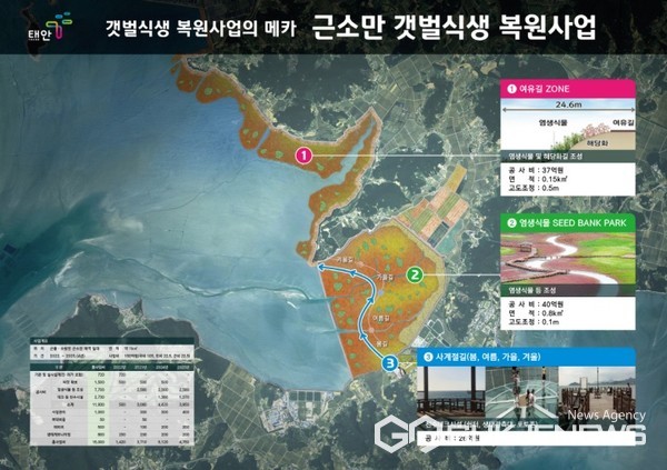 충남 태안군이 올 한해 적극적인 수산시책 추진을 통해 수산업 발전 및 풍요로운 어촌 조성에 앞장섰다. 사진은 근소만 갯벌식생 복원 사업 계획도. (태안군 제공) 