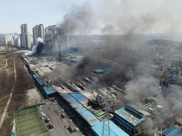 대전 한국타이어 대전공장 화재 (국제뉴스DB)