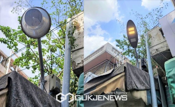 스마트보안등 설치 전, 후 사진 [사진제공=영등포구청]