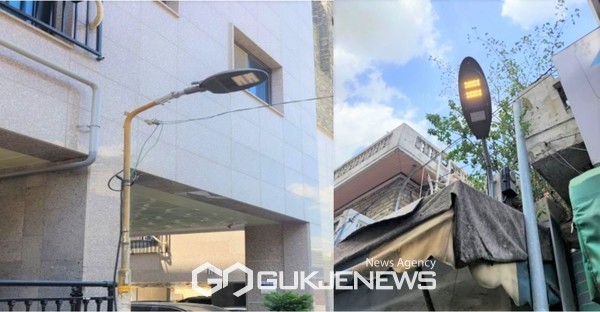 스마트보안등 설치 전, 후 사진 [사진제공=영등포구청]