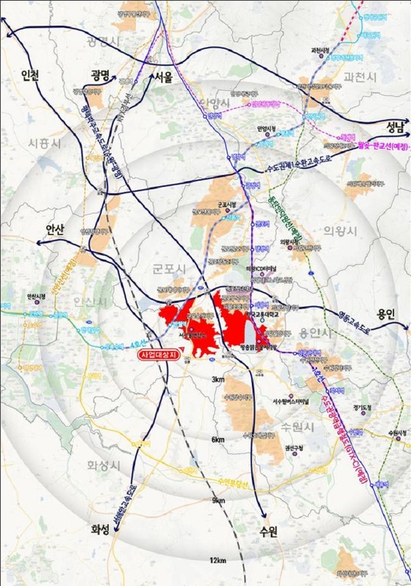  (사진제공=LH) 의왕군포안산 공공주택지구 사업 위치도