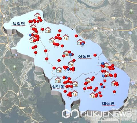 (사진제공=김해시) )2024년 신재생에너지 융복합지원사업 사업대상지 밀집도.