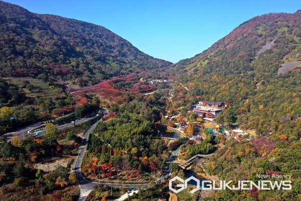 (사진제공=진주시)월아산 숲속의 진주 가을 전경