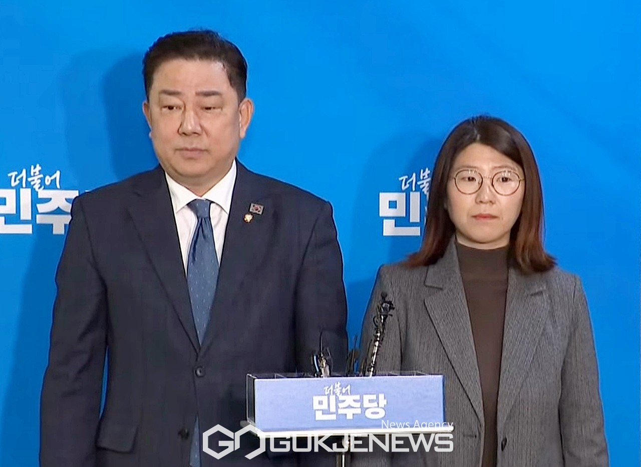 ▲김병기 더불어민주당 공천관리위원회 간사는 15일 오전 공관위 3차 심사 결과를 발표 후 취재진들의 질문을 받고 있다./사진=원명국 기자