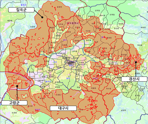 대구권 개빌제한구역 현황도(사진제공=대구시청)