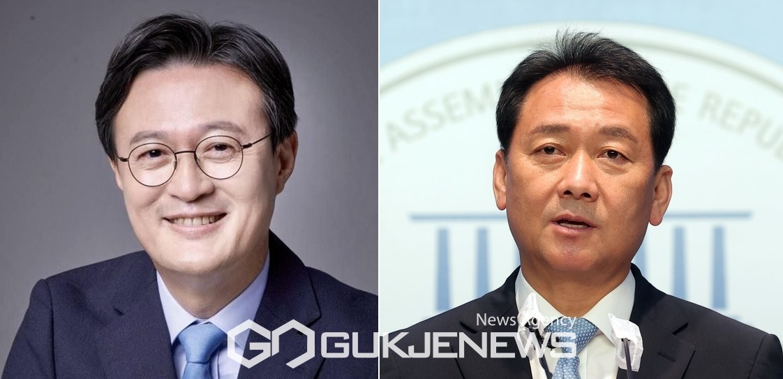 ▲채현일 더불어민주당 서울 영등포갑 후보와 이광재 경기 성남시 분당구갑 이광재 후보