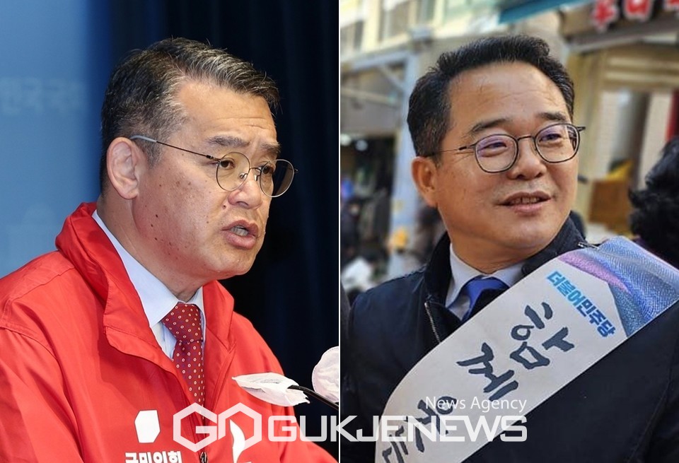 ▲경기 안양 동안갑 임재훈 국민의힘 후보와 민병덕 더불어민주당 후보./국제뉴스DB