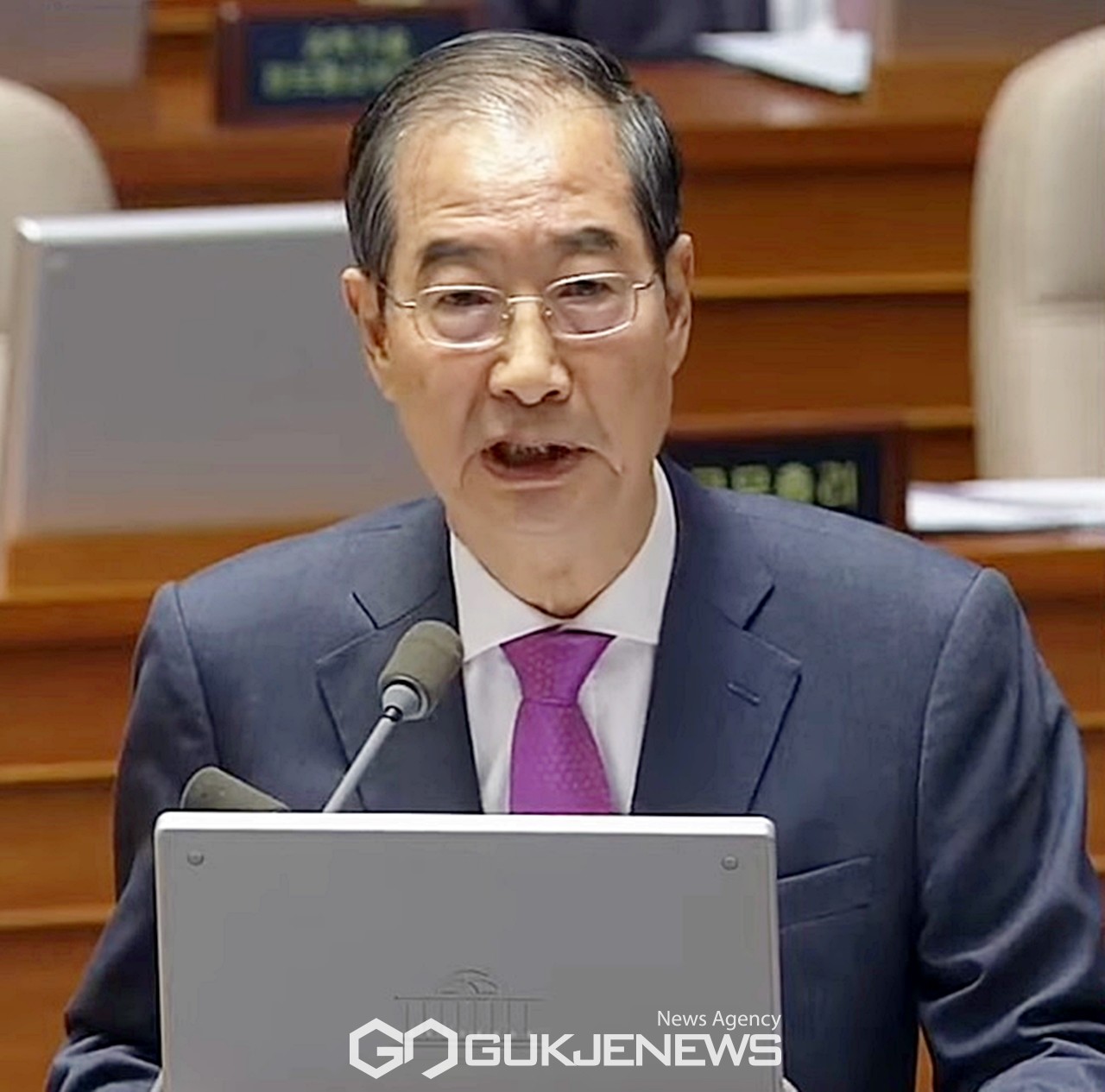 ▲한덕수 국무총리는 2일 오후 국회 대정부질문에서 일본과 동맹 우려에 대한 김병주 민주당 의원의 질의에 예비역 육군대장이 그렇게 생각하는 것에 정말 이해하기 어렵다고 답변하고 있다./사진=이용우 기자