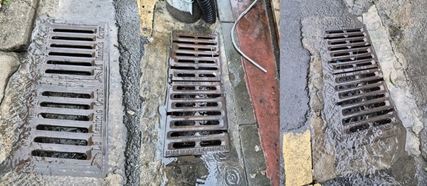 지난 2017년 침수피해를 입었던 충북 청주시 서원구 모충동 서원대 후문 인근 빗물받이 배수로가 원활한 흐름을 보이고 있다.(사진=이인영 기자)