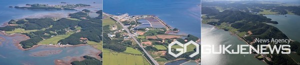 충남 태안군이 해양수산부 주관 ‘2024년 우수어촌계 지원 사업’ 공모에 다시 한번 선정되며 어촌 진입장벽 해소 노력의 성과를 알렸다. 사진 왼쪽부터 안면읍 창기7리, 남면 당암리, 원북면 청산리 항공촬영 모습. (태안군 제공)