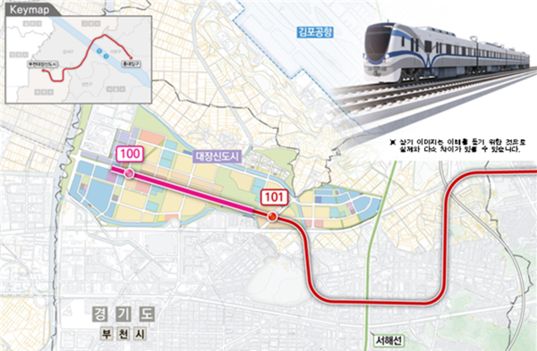 (사진제공=LH) 부천대장 신도시 내 정거장 예정 위치도