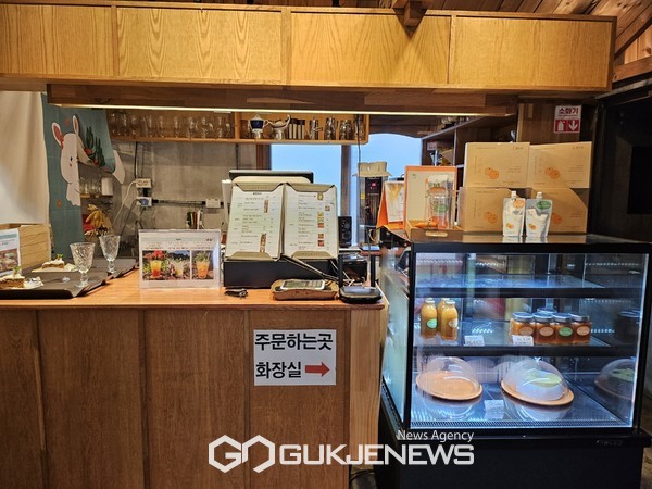 당근과 깻잎 카페는  JDC 마을공동체사업에  선정되면서 2020년 6월 18일 JDC 마을공동체사업 제22호로 개점했다.  마을의 농부 5명이 함께 모여 지역 특산품을 홍보하고 제주도 고유의 가치를 보전하기 위해 아이디어를 모아 동뜨락협동조합을 구성하고 당근과 깻잎을 탄생시켰다.[사진=문서현 기자]