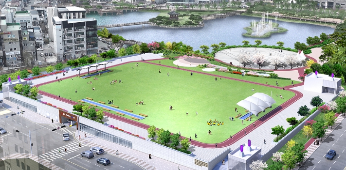 충남 서산시 중앙호수공원에 조성 예정인 가칭 초록광장 조성사업 조감도(사진/서산시)