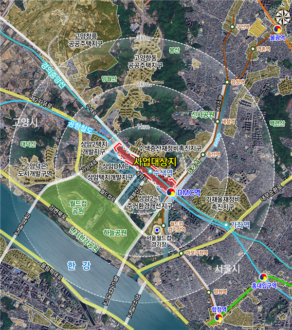 수색·DMC역 주변지역 지구단위계획구역 및 계획 결정(변경)(안) 위치도