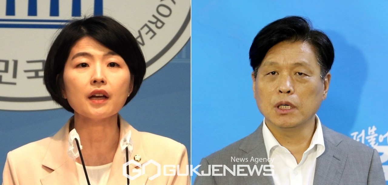 ▲한지아 국민의힘 수석대변인과 조승래 더불어민주당 수석대변인/국제뉴스DB