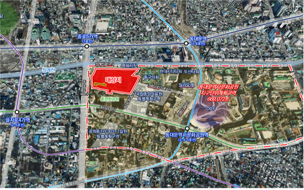 중구 방산동70번지 일원(42,096.2㎡) 위치도
