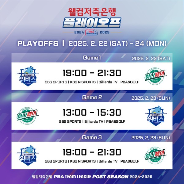 PBA팀리그 포스트시즌 플레이오프전 일정@PBA