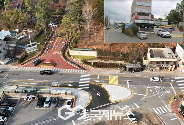 예산고등학교 정문앞 도로 교차로 정비공사 완료/예산군청 제공