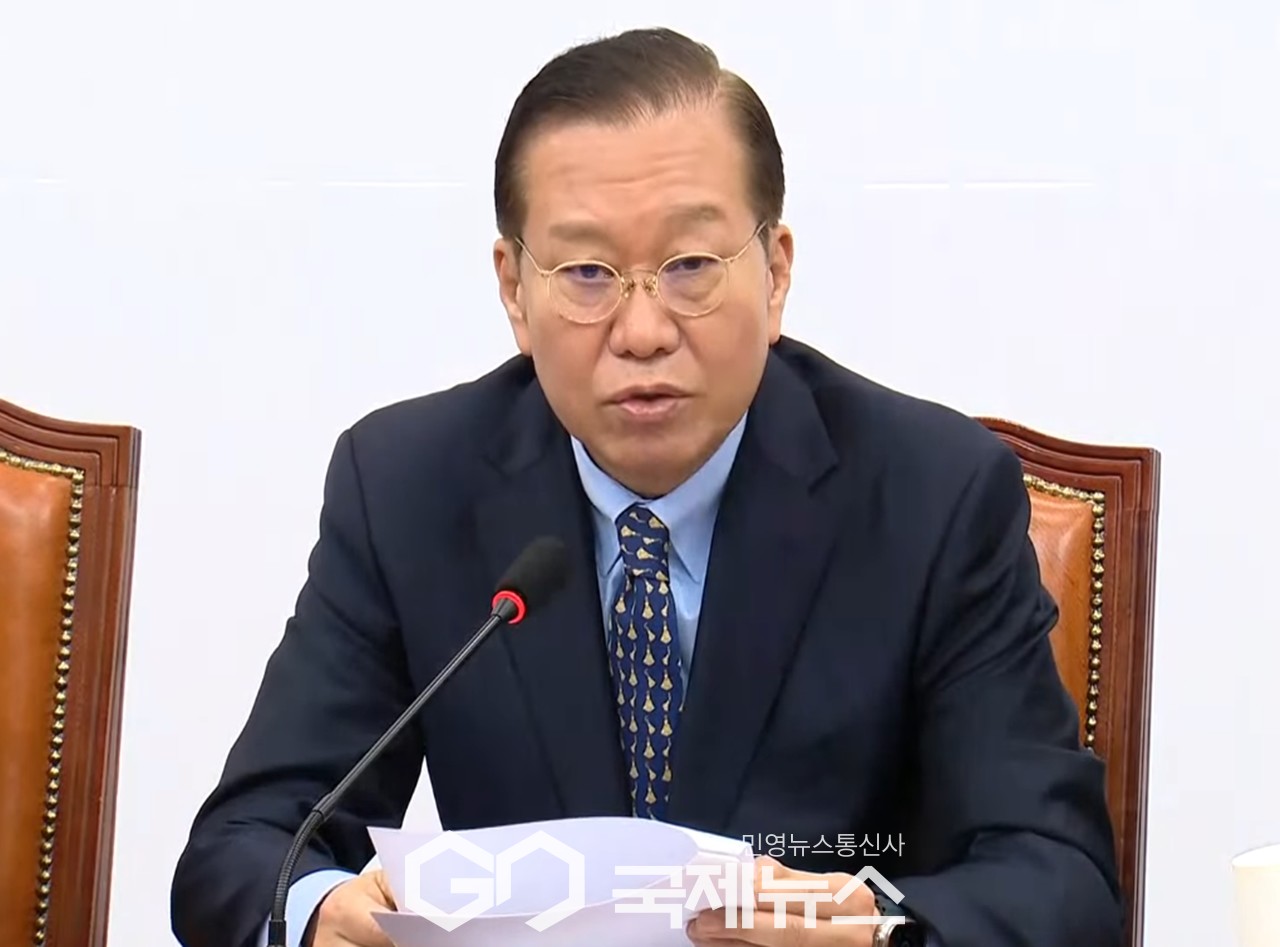 ▲권영세 국민의힘 비상대책위원장은 17일 오전 국회에서 비상대책위원회의를 주재하며 더불어민주당 브레이크가 고장난 기관차처럼 폭주를 멈추지 않고 있다고 비난하고 있다./사진=이용우 기자 