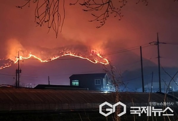 25일 밤 산불 상황 사진/하동군