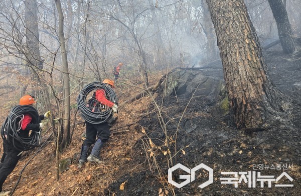 산불진화대 활동 사진/하동군