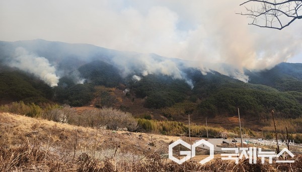 위태리 산불 재발화 사진/하동군