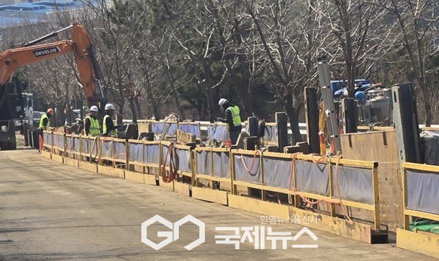 충남 서산시 대산읍 대죽리 일원에서 진행 중인 현대이엔에프 열병합발전소 천연가스 공급시설 공사현장(사진/백승일 기자)
