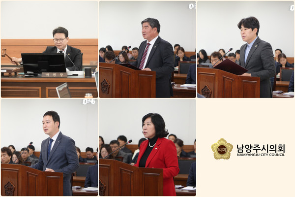 <사진설명=왼쪽부터 시계방향으로 : 박경원 위원장, 김지훈(국)의원, 김상수 의원, 김영실 의원, 이진환 의원>