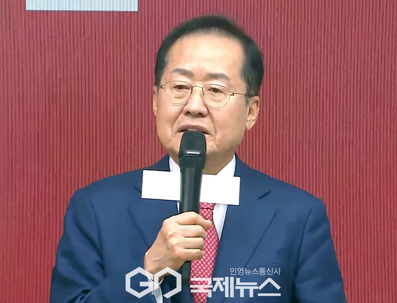 ▲홍준표 국민의힘 대선 예비후본느 29일 오후 서울 여의도 중앙당사에서 열린 3차 경선 발표에서 소감을 밝히고 있다./사진=이용우 기자 