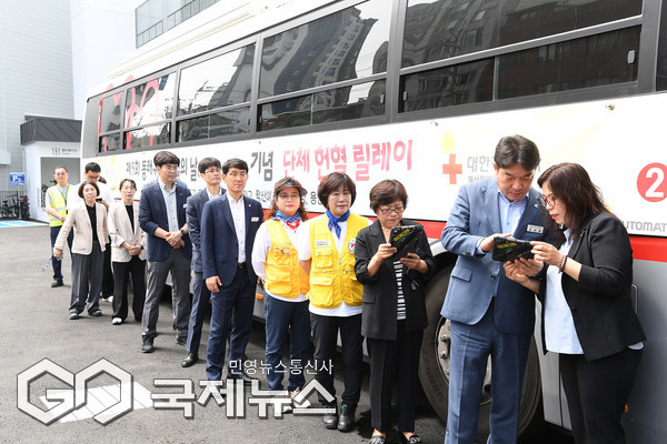 단체 헌혈 릴레이 모습/제공=동래구청