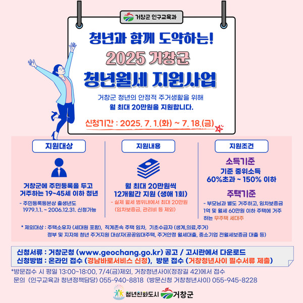 거창군 청년 월세 지원 사업포스터