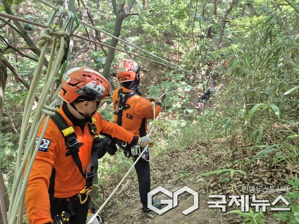 (사진제공=울산시) 북부소방서, 계곡 고립·급류사고 대비 인명구조 훈련