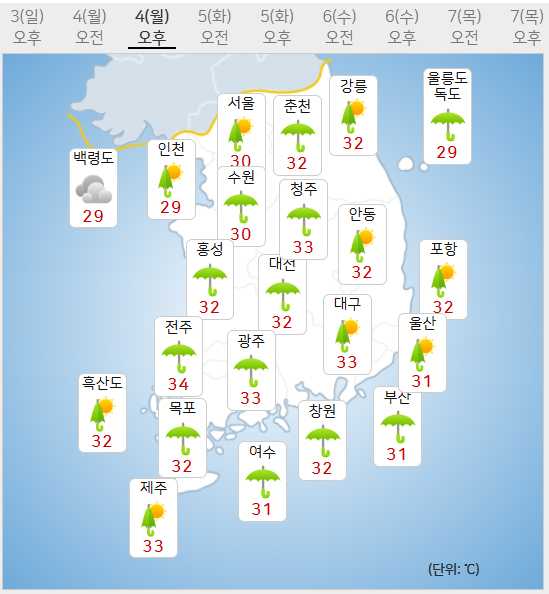4일 날씨예보 (사진=기상청 제공)