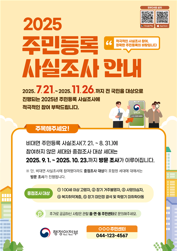 주민등록사실조사 대상, 기간, 벌금 (사진=행정안전부)