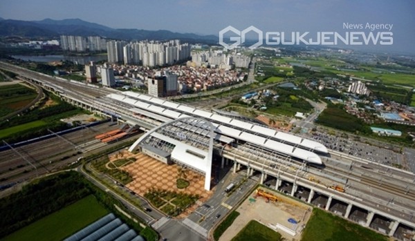 항공 촬영한 KTX오송역 주변./국제뉴스통신DB