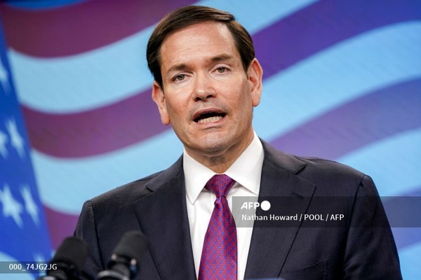 마르코 루비오 미국 국무장관이 2025년 9월 15일 예루살렘 총리실에서 이스라엘 총리와 공동 기자회견을 하고 있다. 사진제공/AFP통신