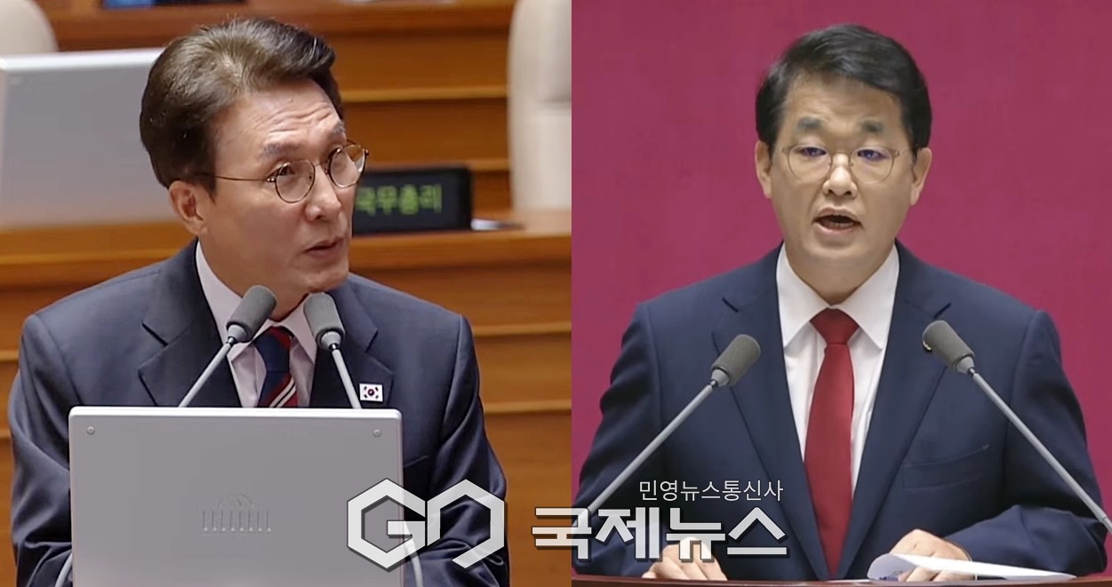 ▲김민석 국무총리는 16일 국회 외교·통일·안보 분야 대정부질문에서 배준영 국민의힘 의원의 질문에 집중하고 있다./사진=이용우 기자 