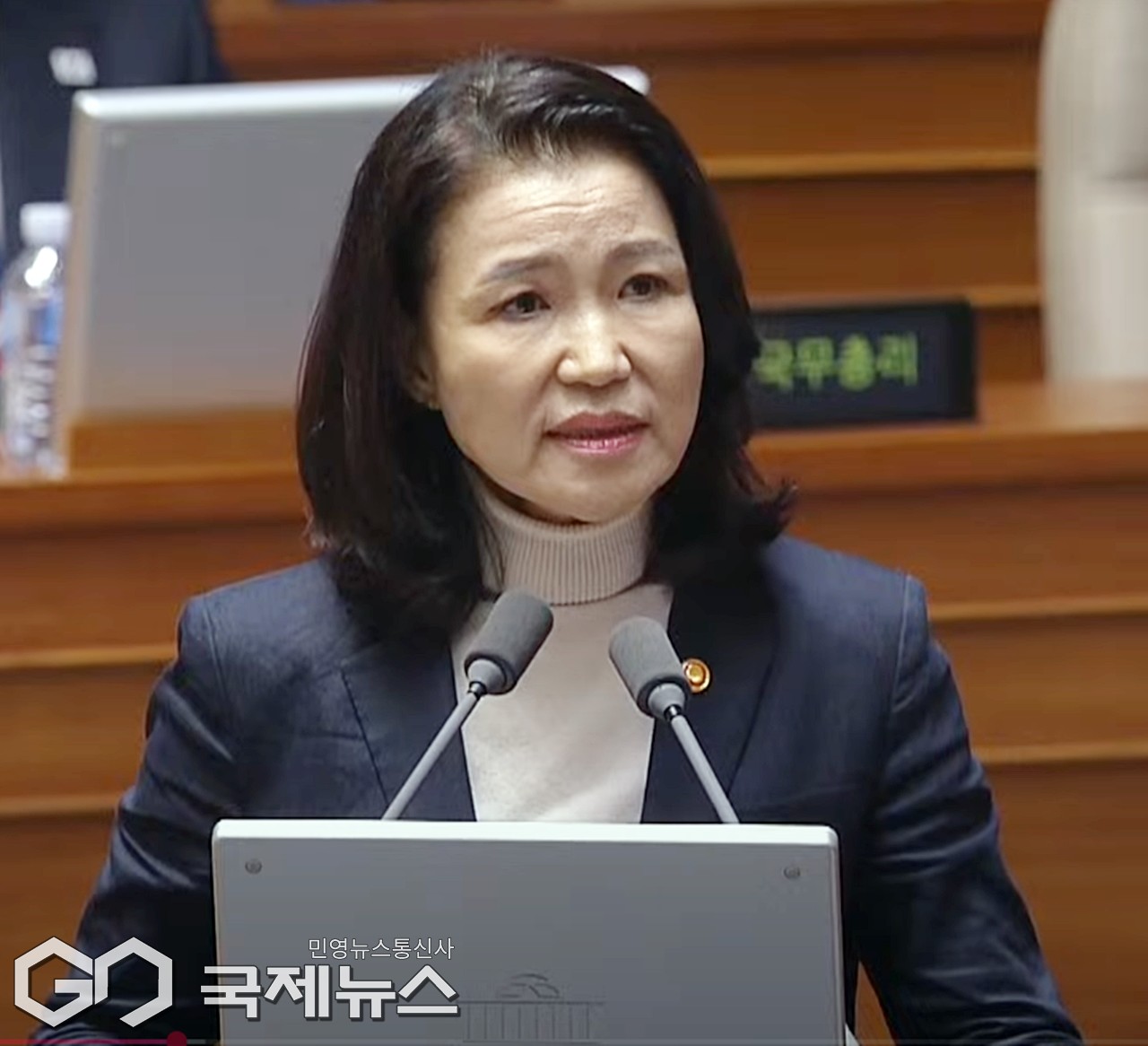 ▲이진숙 방송통신위원장은 18일 오후 국회 교육·사회·문화 분야 대정부질문에서 방송3법에 대해 답변하고 있다./사진=이용우 기자