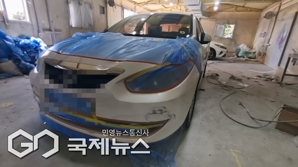 A업체는 정상적인 자동차 광택업체인 것처럼 명함을 제작해 배포하고, 실제로는 불법 판금·도색을 진행했다. 과수원 내 컨테이너 작업장을 마련한 뒤, 고객 차량을 인수할 때는 블랙박스 전원을 차단하고 작업장 위치가 노출되지 않도록 했다.[사진=제주도 자치경찰단]