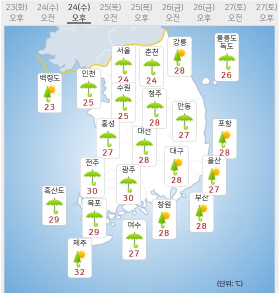 24일 날씨 (사진=기상청 제공)