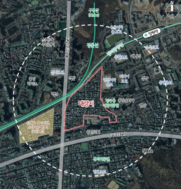 망우본동 354-2번지 일대 위치도