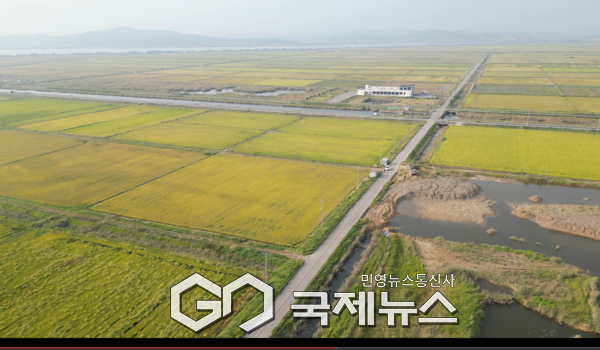 ▲ 화성시, 화옹지구 간척농지를 만들고 있다. [드론촬영=손병욱기자]