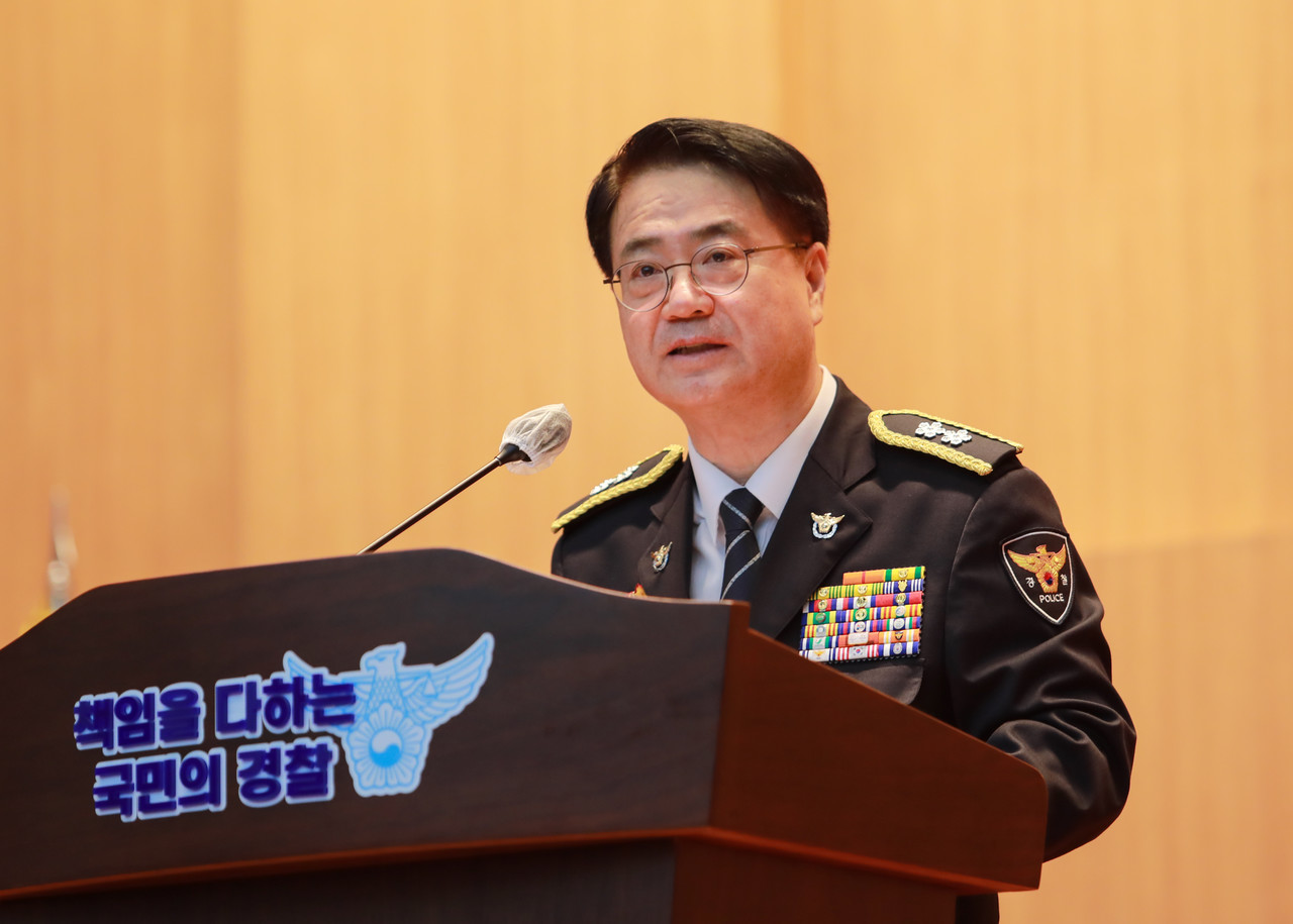 최주원 제22대 대전경찰청장이 29일 취임식에서 취임사를 하고 있다. / 대전경찰청 제공